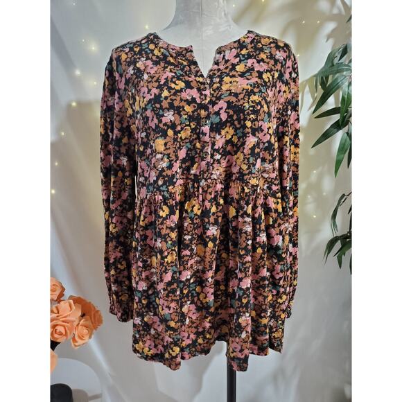 Fatface Womens Floral Babydoll Button Popover Blouse Top Size 14 Cottage Boho - Picture 1 of 12